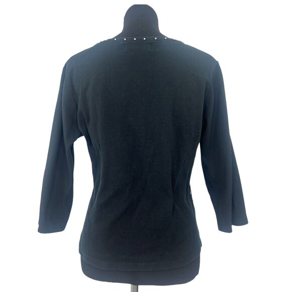 Jack B Quick | L | Spider Web Halloween Embellished T-shirt Top 3/4 Sleeve Tee - Picture 5 of 6